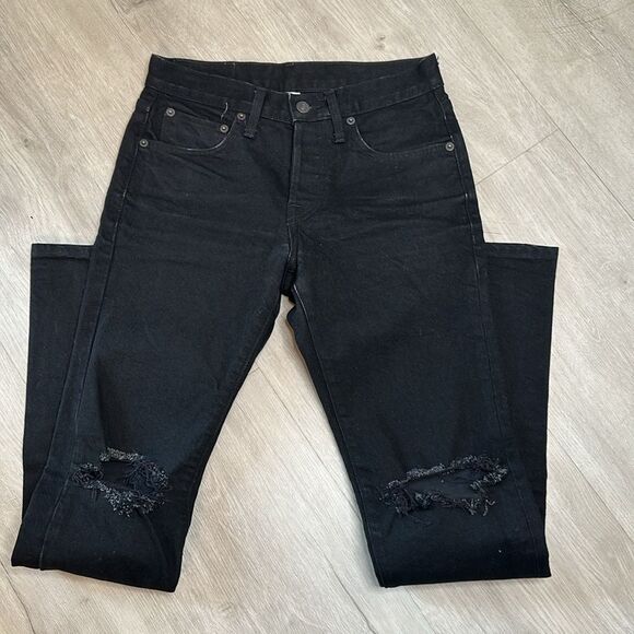 Re/done Levi’s black ripped knee skinny jeans size 28x32 style 302-3mslm32 black - Picture 1 of 5